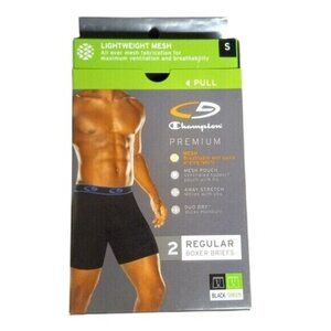 Champion Size S 28 30 Boxer Briefs Mens 2 Pack Regular Fit Black Green Mesh NEW